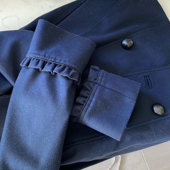 French Connection wool navy coat/jacket with black piping - Picture 12 of 17
